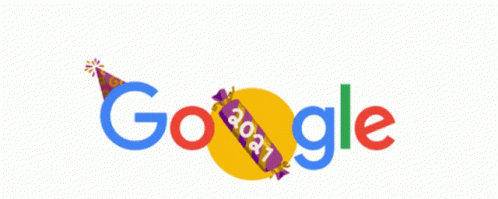 a birthday hat on top of the google logo