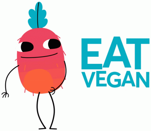 the word eat vegan with a cartoon egg sitting on top of it