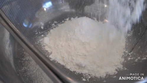 some flour is in a silo, and is not too much fluffy