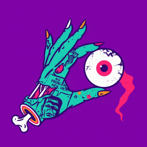 an illustration of a purple hand with one eye opened on it