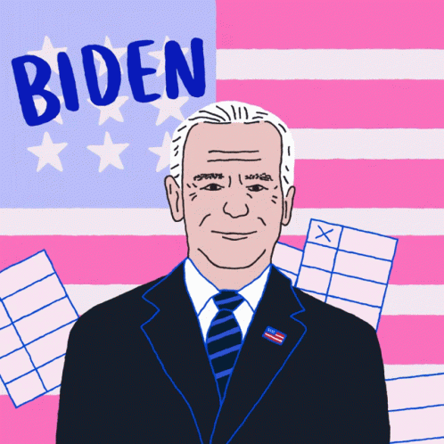 a painting of an older man wearing a suit with the word biden above his shoulders