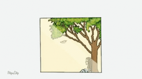 an illustration of a small house with two people next to a tree