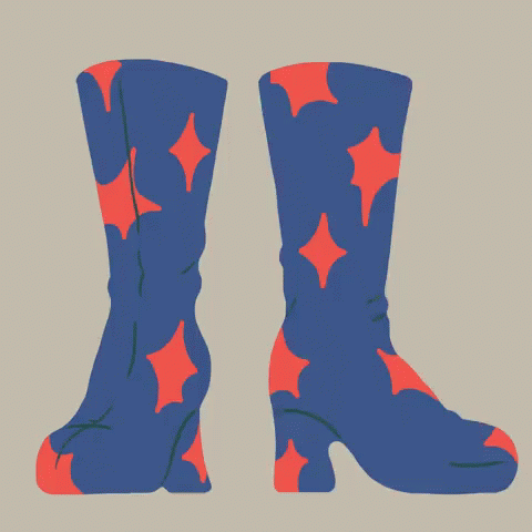 this is a blue star pattern on a pair of boots