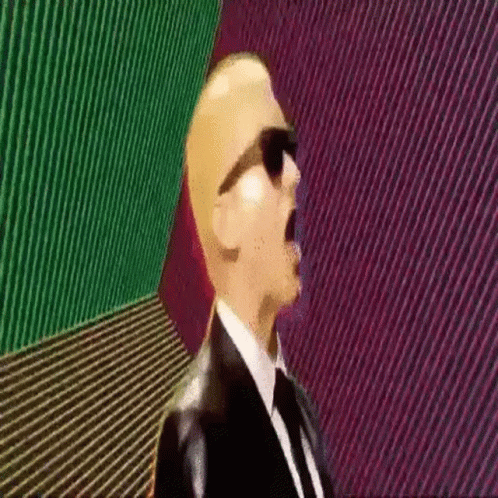 a digital artwork depicts a man in a suit and tie