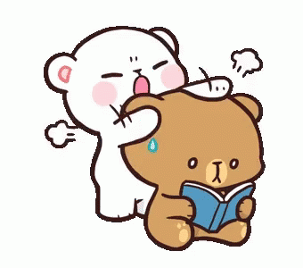 a blue teddy bear reading to another teddy bear