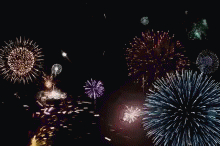 a picture of fireworks in the dark with dark background