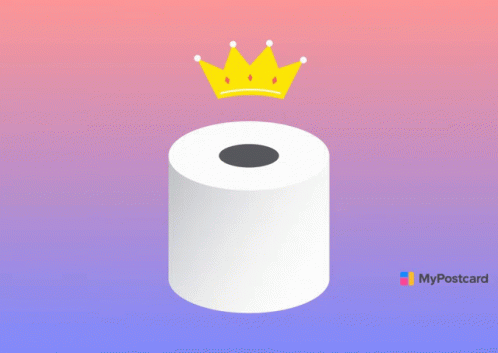 a cartoon image of a toilet with a blue crown on it