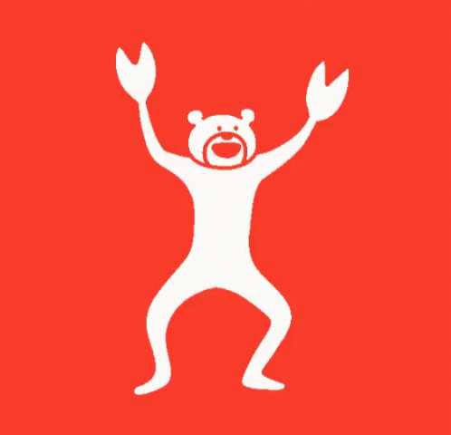 a bear with arms in the air, with its paws out