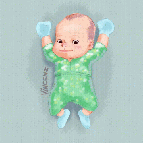 an image of a blue baby holding up his hands