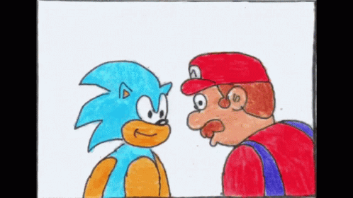 drawing of sonic and donald face to face