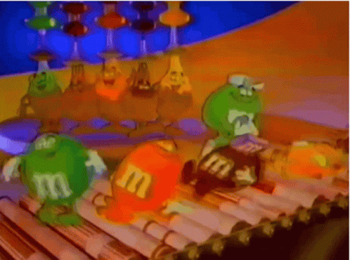 a group of cartoon characters on track with ballon - moolages and popcaps