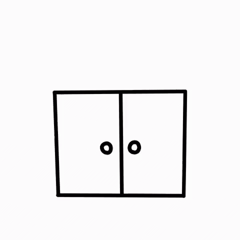 a drawing of two doors and the door has three small circles on it