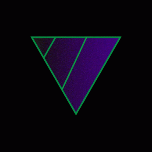 purple and green triangle over a black background