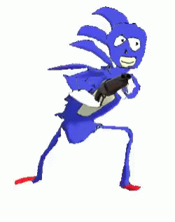 cartoon image of bug carrying gun and walking