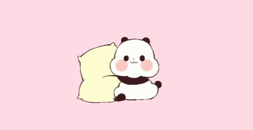 a panda bear is sleeping on top of the pillow