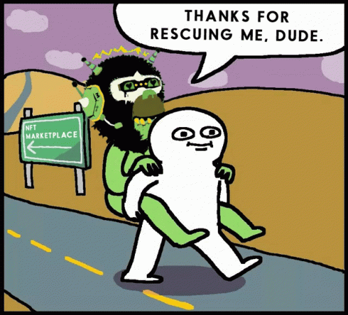 cartoon character with sign saying thanks for resunig me dude