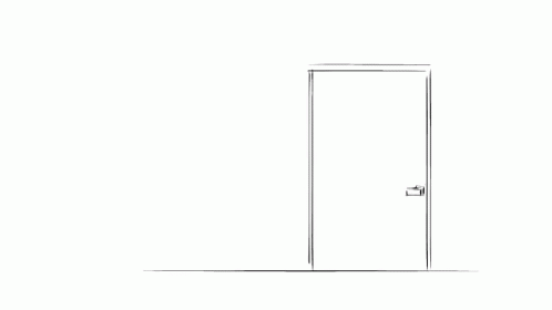 a line drawing of an opened door, which appears to have been drawn in a different language