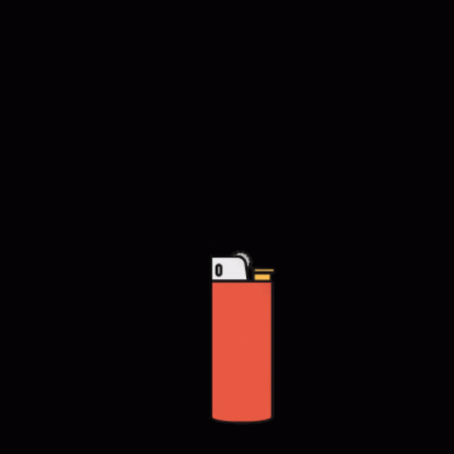 the lit lighter is shown on a black background
