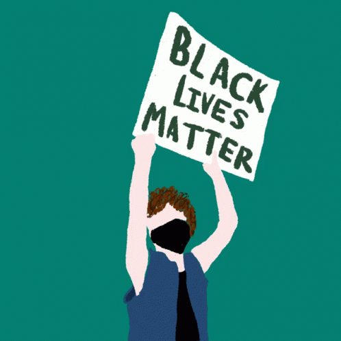 an illustration of a person holding up a sign