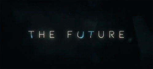 the future title appearing in a dark room