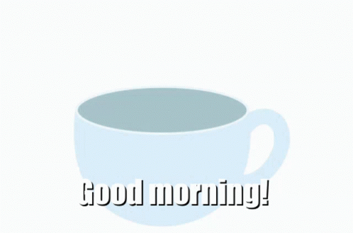coffee mug with good morning written on it