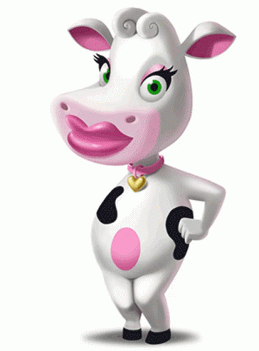 a cute cartoon cow with an excited look