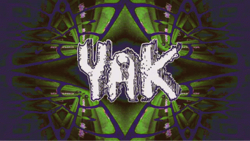 the word yak is written on a colorful tie dye background