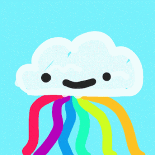 a drawing of a cloud with a rainbow string on it