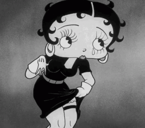 a cartoon woman with an ear ring and black stockings