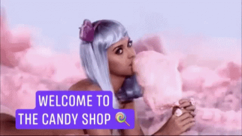 a picture with the message welcome to the candy shop