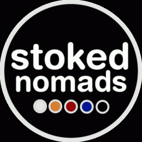 the stowed nomads logo on a black background
