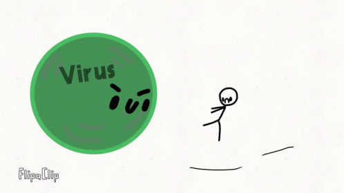 cartoon character about the dangers of virus