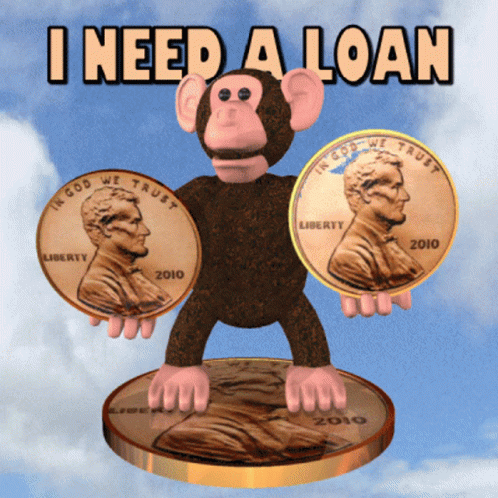 an image of a monkey holding two different coins