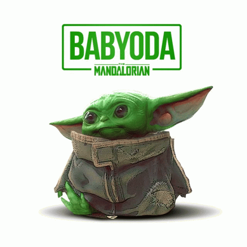 an illustration of baby yoda with a canister