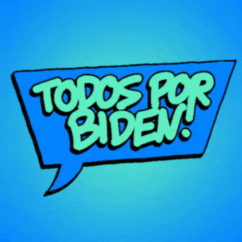 a yellow background with a speech bubbles saying tops for biden