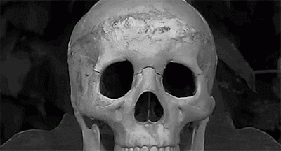 a human skull with an inscription on it