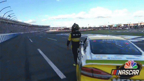 nascar 15 screens featuring a driver coming out of his car