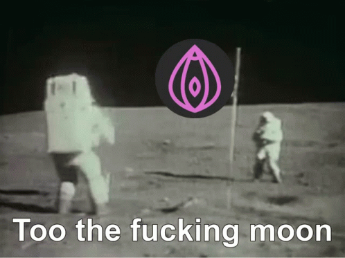 an astronaut on the moon, with a pink sign
