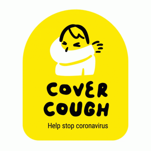 a sticker with the words cover cough on it