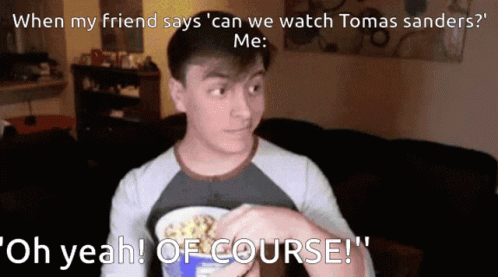 a person holding a video game controller while the woman says, when my friend says'can we watch tomas sanders? me '