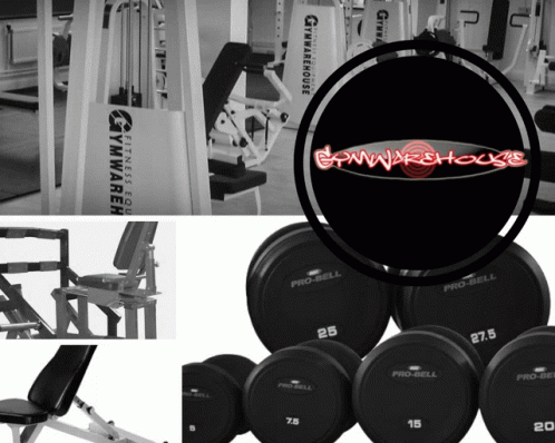 a selection of weights, a barbell and some barbell squats