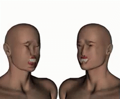 an image of two identical heads, one without a face