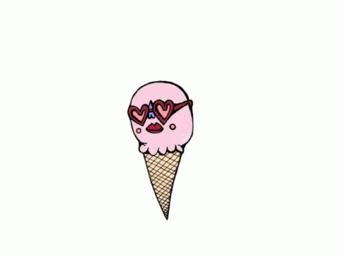 a cartoon ice cream cone with sunglasses on top