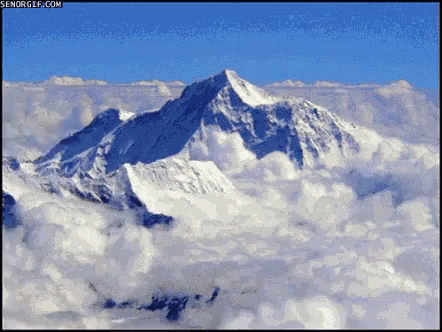 a view of the snow capped mountains from an airplane