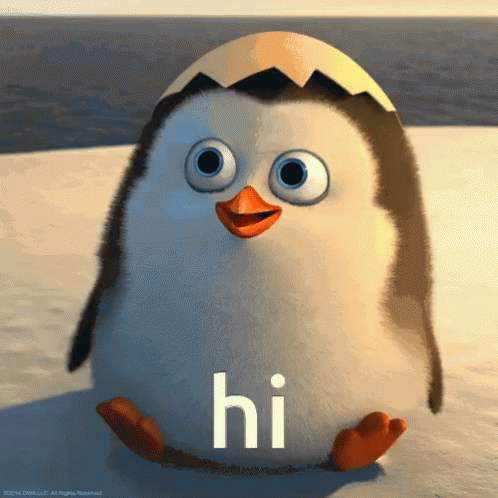 an image of a penguin with an hi