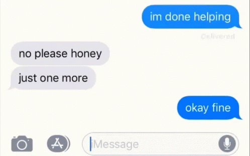 an orange message between two white text messages