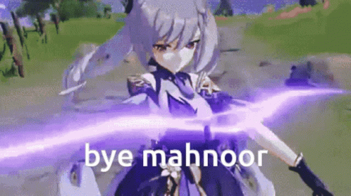 an animated cartoon image with a text that says bye mahnoor