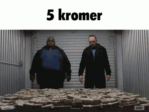 two men standing in front of a door full of money