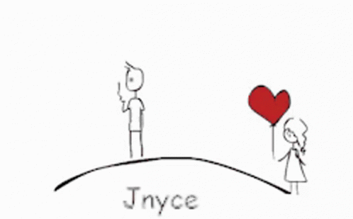 a drawing of people standing on a hill with the word joyce written in blue