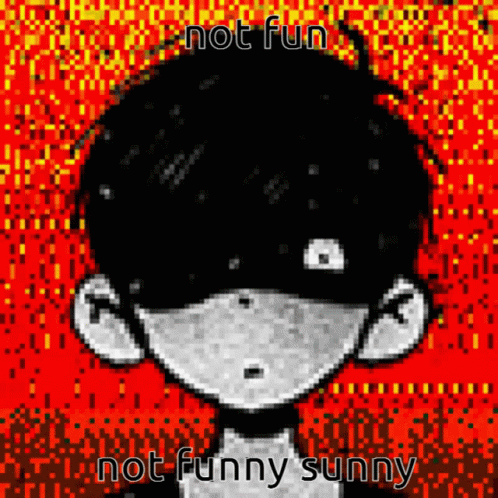 a boy with a black hair wearing a black shirt with the word not funky sunny written above it